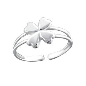Sterling Silver Adjustable Clover Toe Ring